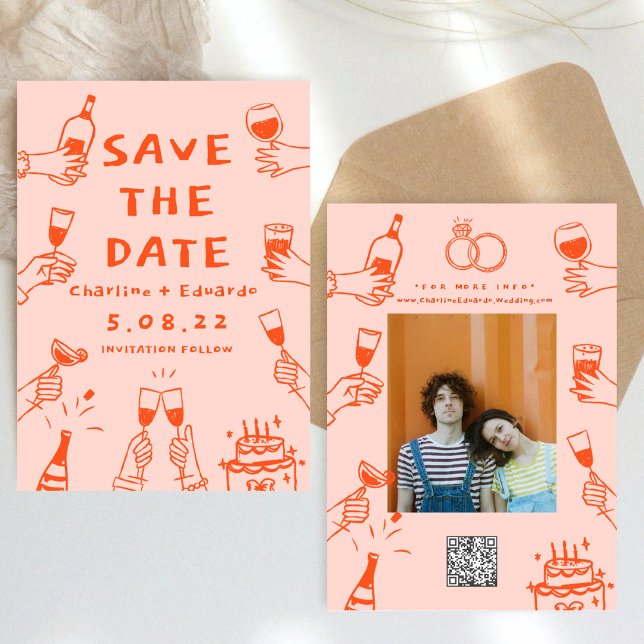 Handpainting Funky Retro Contemporary  Save The Date (Creator Uploaded)