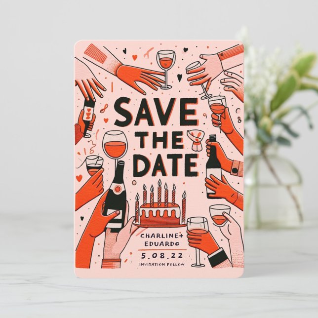 Handpainting Funky Retro Contemporary Save The Date (Creator Uploaded)