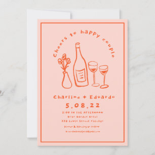 Handpainting Retro  Contemporary Art Wedding  Invitation