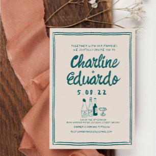 Handpainting Retro Contemporary Art Wedding Invitation