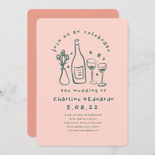 Handpainting Retro  Contemporary Art Wedding  Invitation (Creator Uploaded)