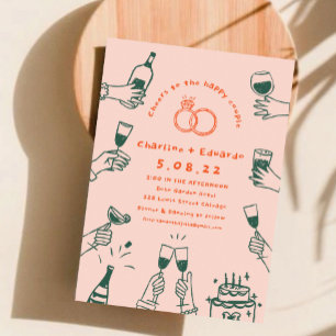 Handpainting Retro Contemporary Art Wedding Invitation