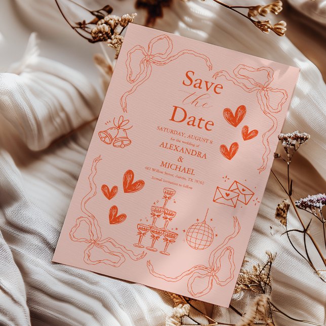Handpainting Retro Contemporary Art Wedding Save The Date (Creator Uploaded)