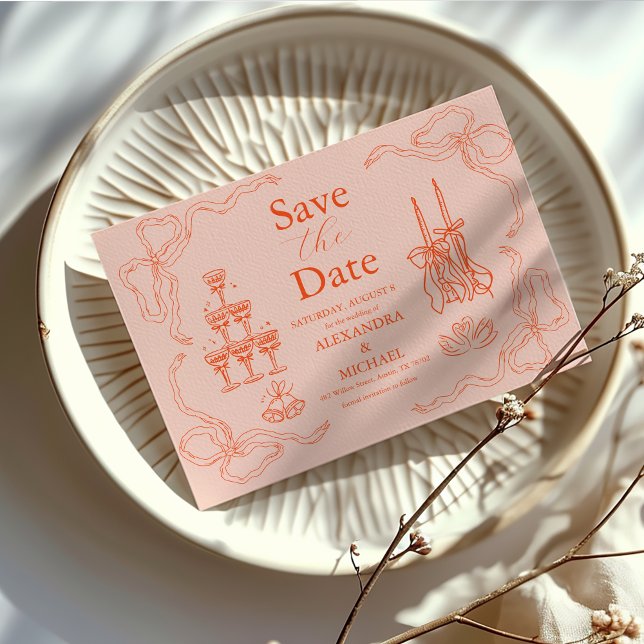 Handpainting Retro Contemporary Art Wedding Save The Date (Creator Uploaded)