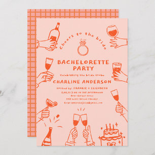 Handpainting Retro  Contemporary Bachelorette Part Invitation