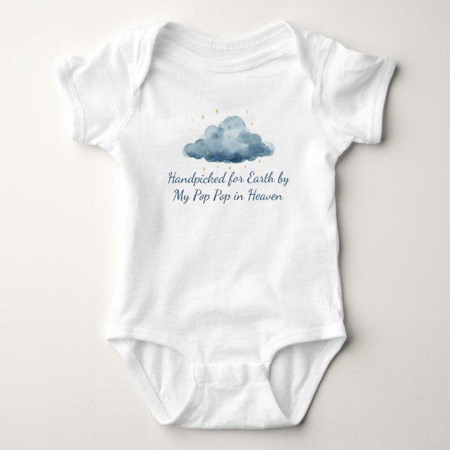 Handpicked for Earth by Pop Pop in Heaven Memorial Baby Bodysuit (Front)