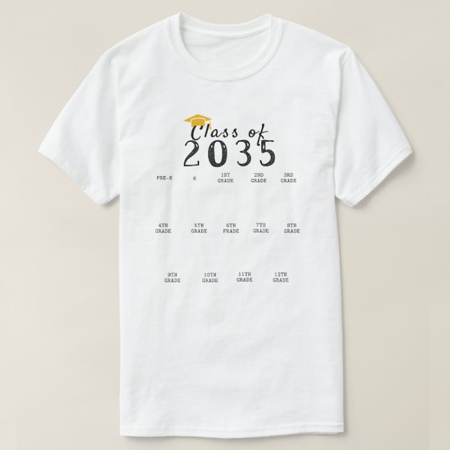 Handprint Graduation Class of 2035 Grow With Me T-Shirt (Design Front)