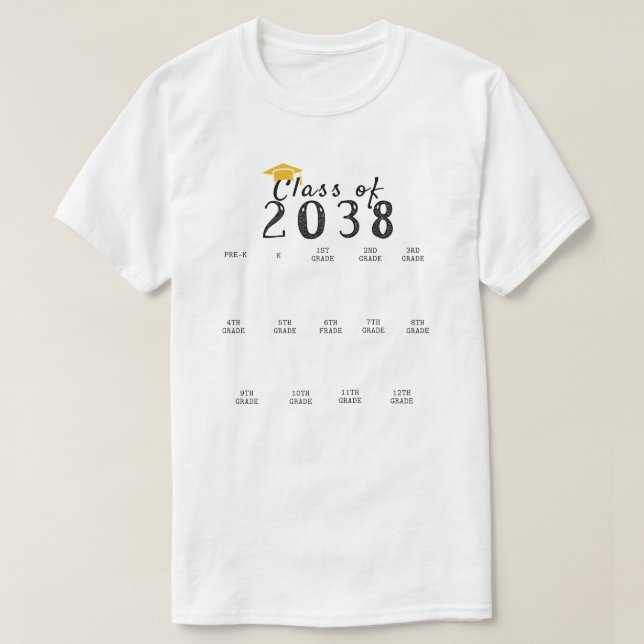 Handprint Graduation Class of 2038 Grow With Me T-Shirt (Design Front)