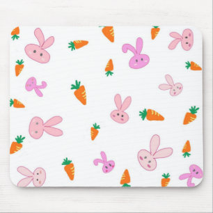 Handrawn Bunnies & Carrots Mousepad