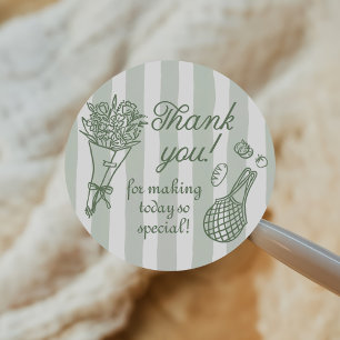 Handrawn Fresh Off the Market Bridal Shower Classic Round Sticker