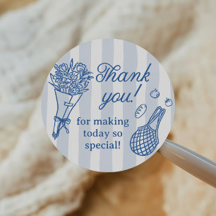 Handrawn Fresh Off the Market Bridal Shower Classic Round Sticker