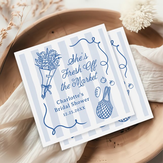 Handrawn Fresh Off the Market Bridal Shower Napkin (Creator Uploaded)