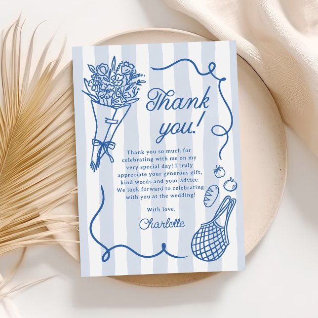 Handrawn Fresh Off the Market Bridal Shower Thank You Card (Creator Uploaded)