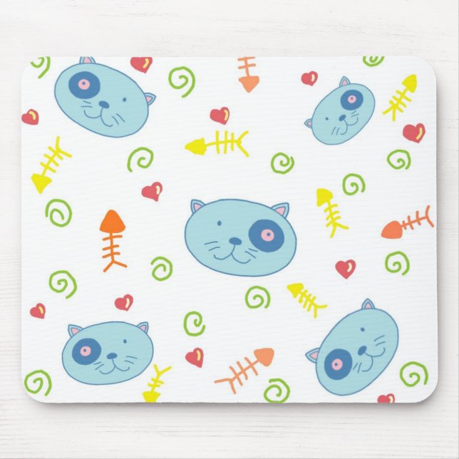 Handrawn Kitties Mousepad (Front)