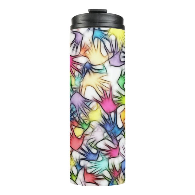 Hands abstract background texture thermal tumbler (Front)