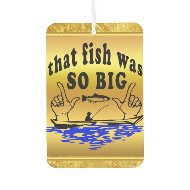 Hands apart showing a fish and a boat with water car air freshener (Front)