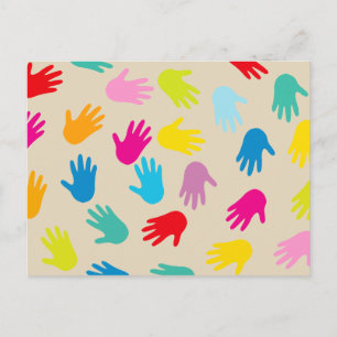 Hands around the world postcard