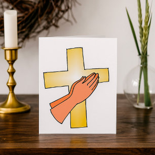Hands At Cross Greeting Cards