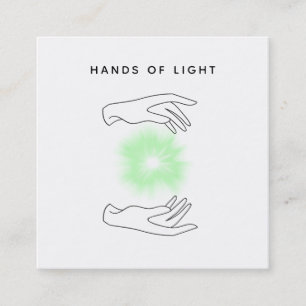*~* Hands Ball Energy + Lights Reiki Healing Square Business Card
