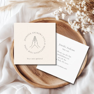 Hands  Beige Grey Square Business Card