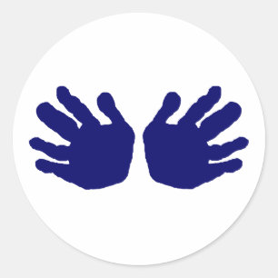 Hands Blue Dk The MUSEUM Zazzle Gifts Classic Round Sticker