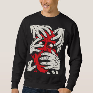 Hands Covering Face Horror Red Demon Art Sweatshirt