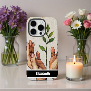 Hands Embracing Growth with a Plant Design  iPhone 16 Pro Case
