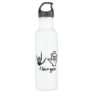 Hands Forming - Skeleton Heart Hands 710 Ml Water Bottle