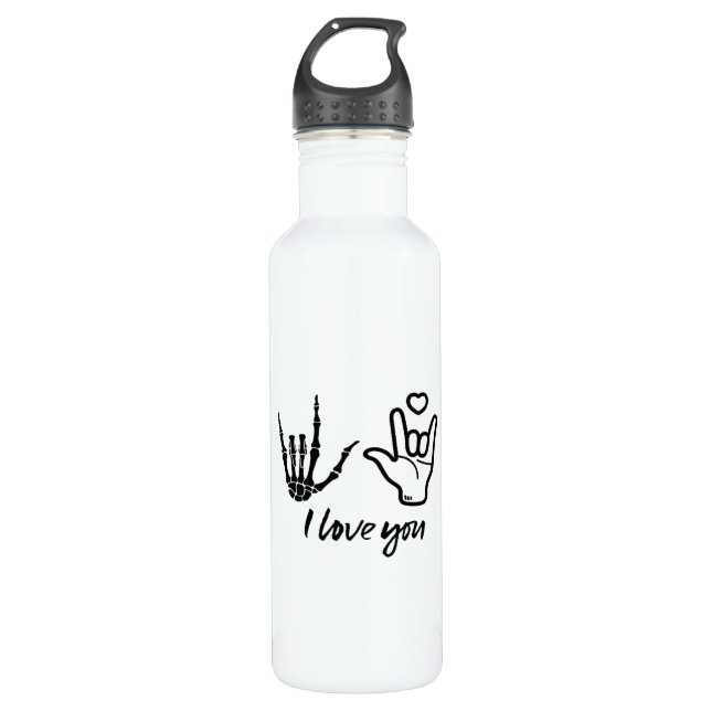 Hands Forming - Skeleton Heart Hands  710 Ml Water Bottle (Front)