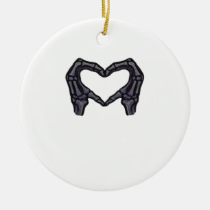 Hands Forming Skeleton Heart Hands Minimal Touch Ceramic Ornament