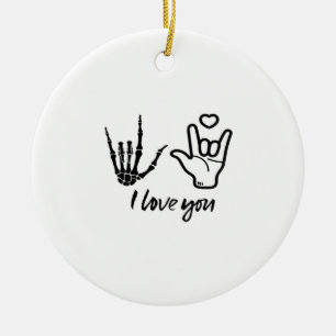 Hands Forming Skeleton Heart Hands Minimal Touch Ceramic Ornament