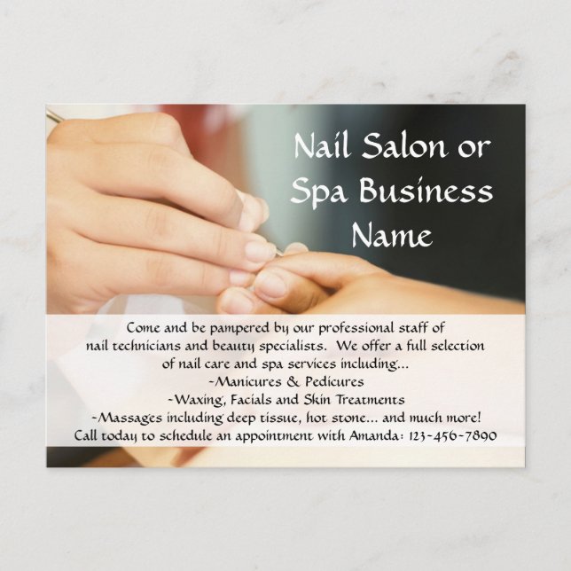 Hands Giving Manicure, Nail Salon Postcard (Front)
