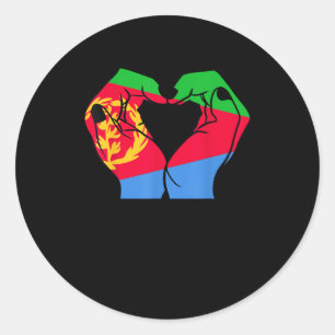 Hands Heart With Eritrean Flag Classic Round Sticker
