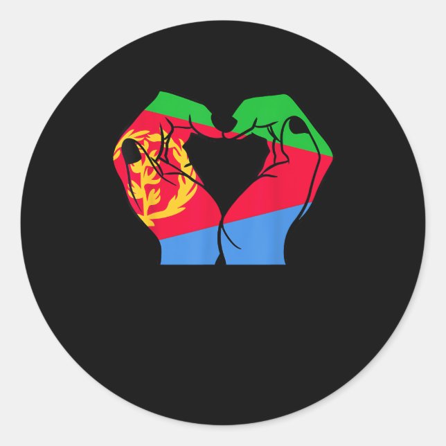 Hands Heart With Eritrean Flag Classic Round Sticker (Front)