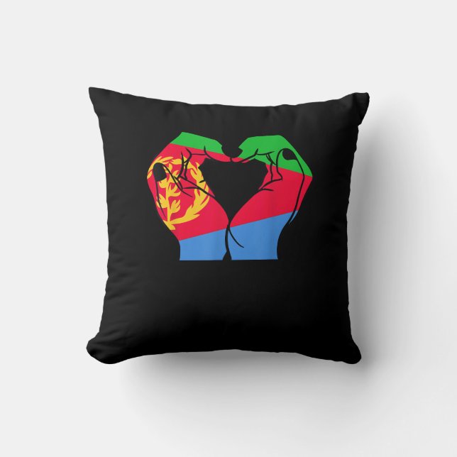 Hands Heart With Eritrean Flag Cushion (Front)