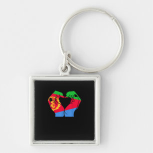 Hands Heart With Eritrean Flag Key Ring