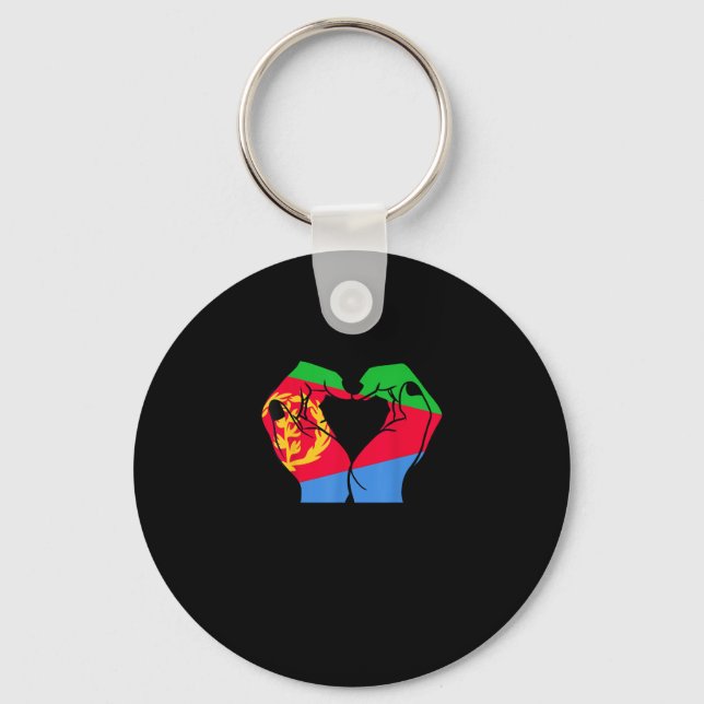 Hands Heart With Eritrean Flag Key Ring (Front)