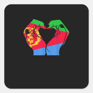 Hands Heart With Eritrean Flag Square Sticker