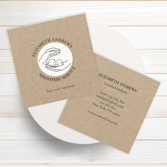 Hands holding a baby-simpel-modern square business card (Creator Uploaded)