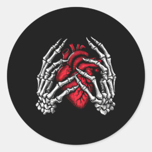 Hands Holding Heart Halloween Costume Women Girl 1 Classic Round Sticker