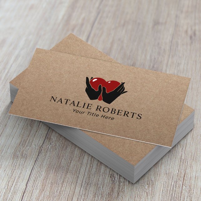 Hands Holding Heart Massage Therapy Caregiver Business Card (Creator Uploaded)
