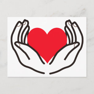 Hands Holding Heart Postcard