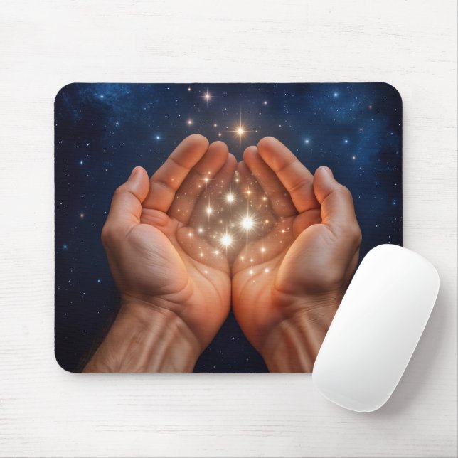 Hands Holding Night Stars Mouse Pad (With Mouse)