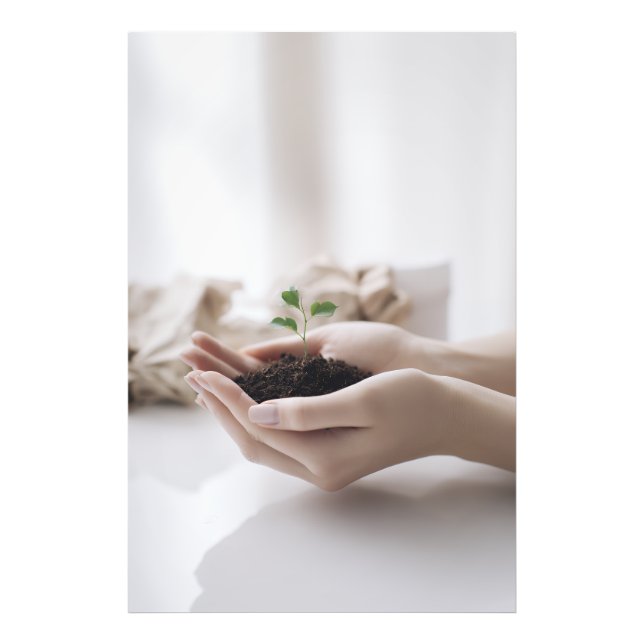 Hands Holding Seedling Growth Hope Photo Print (Front)