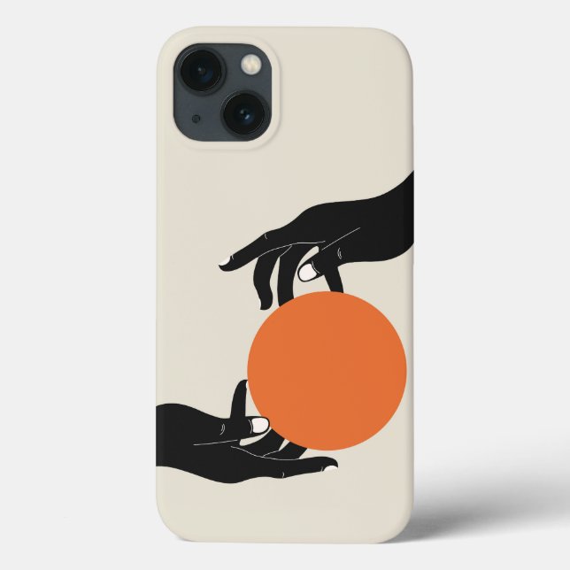 Hands holding the sun. Retro design Case-Mate iPhone Case (Back)