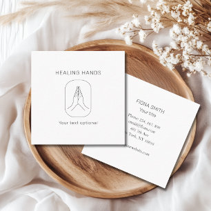 Hands Illustration White Square Business Card
