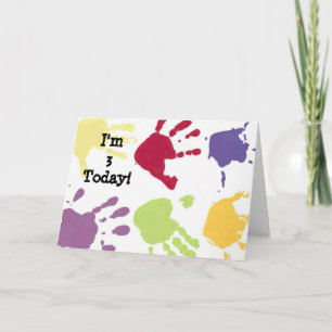 Hands I'm 3 Today Birthday Card