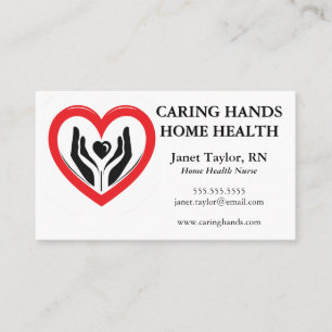Hands in a Heart Home Health Nurse Business Card