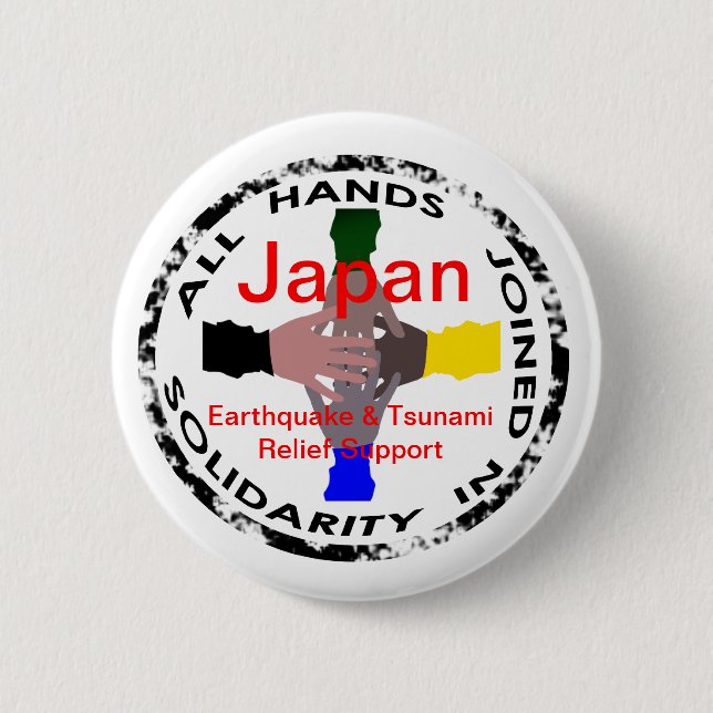 Hands in Solidarity Japan E_quake Relief Button (Front)