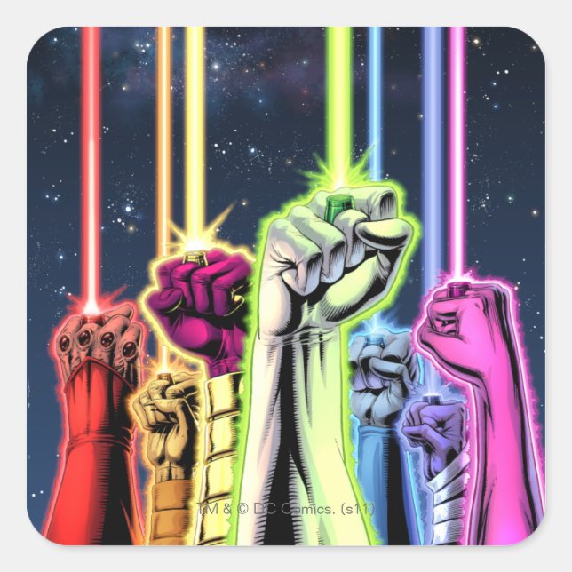 Hands in the air with rings -Colour Square Sticker (Front)